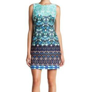 Taylor 9173MJ Cocktail Dress Blue Multi size 8
